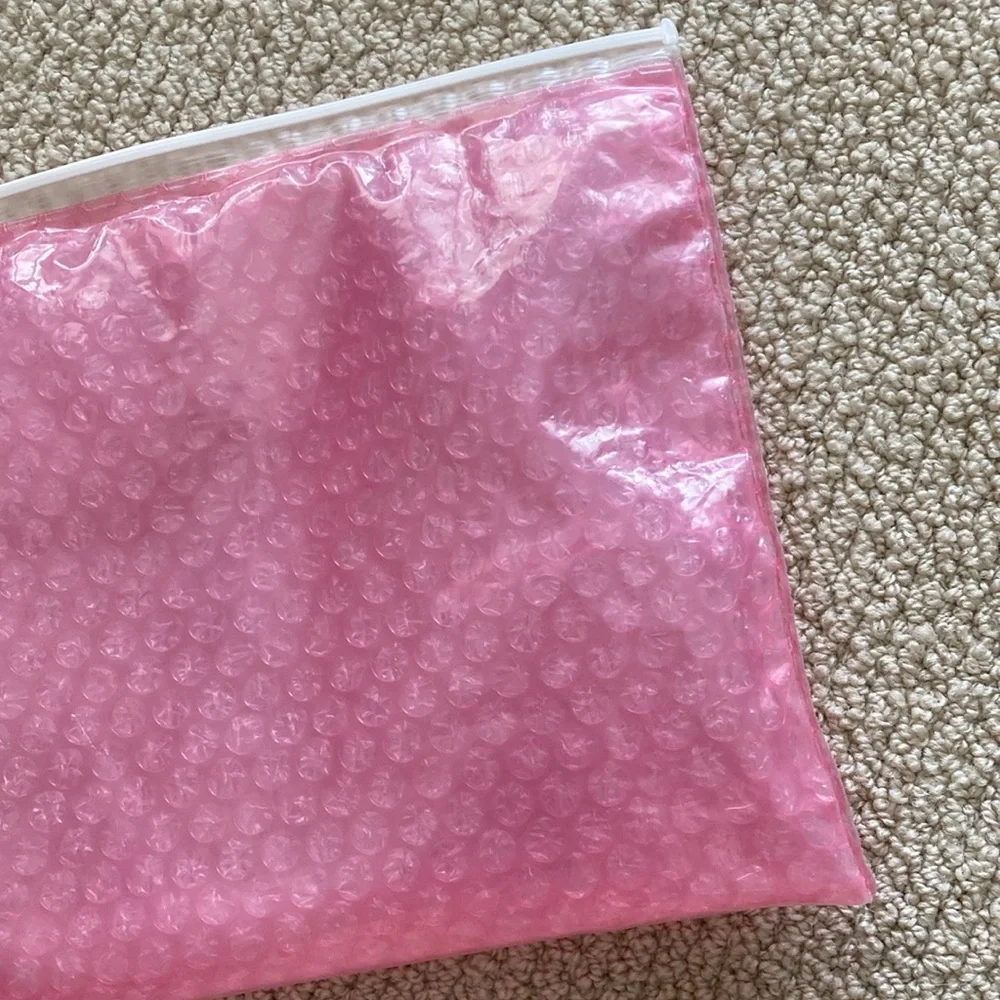 Glossier Bubble Pink Zipper Cosmetic Bag Pouch Slide Closure Like New 10.5” x 9”